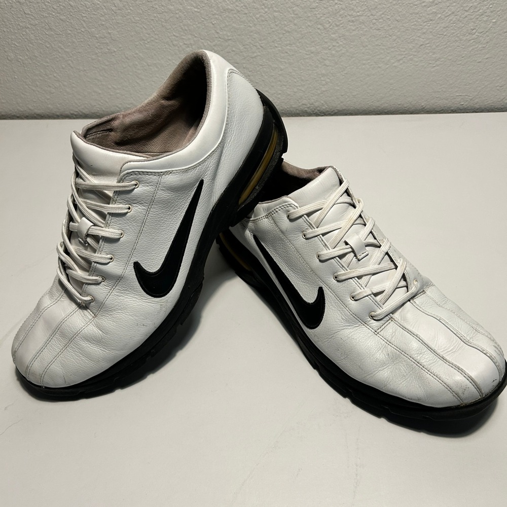 Nike Air Max Performance Golf Shoes White Leather Spikes 307414-101 Mens 11